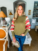 Color Play Knitted Sweater- Olive