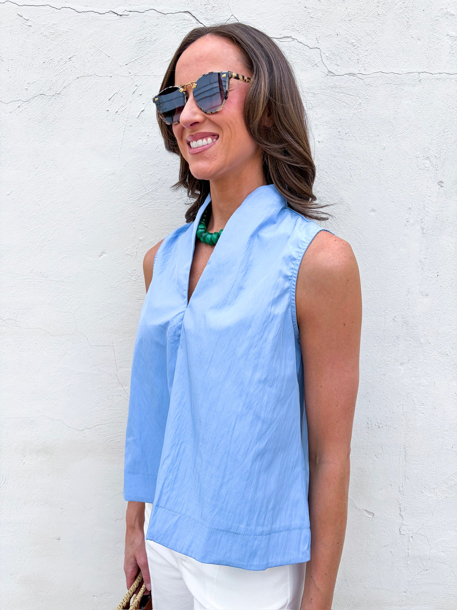 Avery Sleeveless Top-Blue