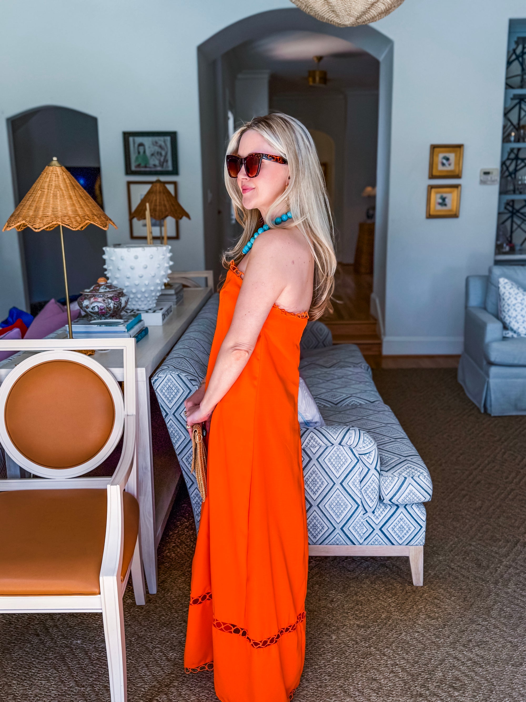Summer Glam Strapless Dress-Orange