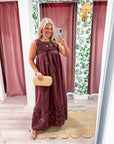 Desert Breeze Lace Maxi Dress-Chocolate