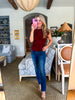 Skyline Chic Pleated Top-Burgundy