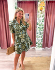 Bellemont Floral Mini Dress-Olive