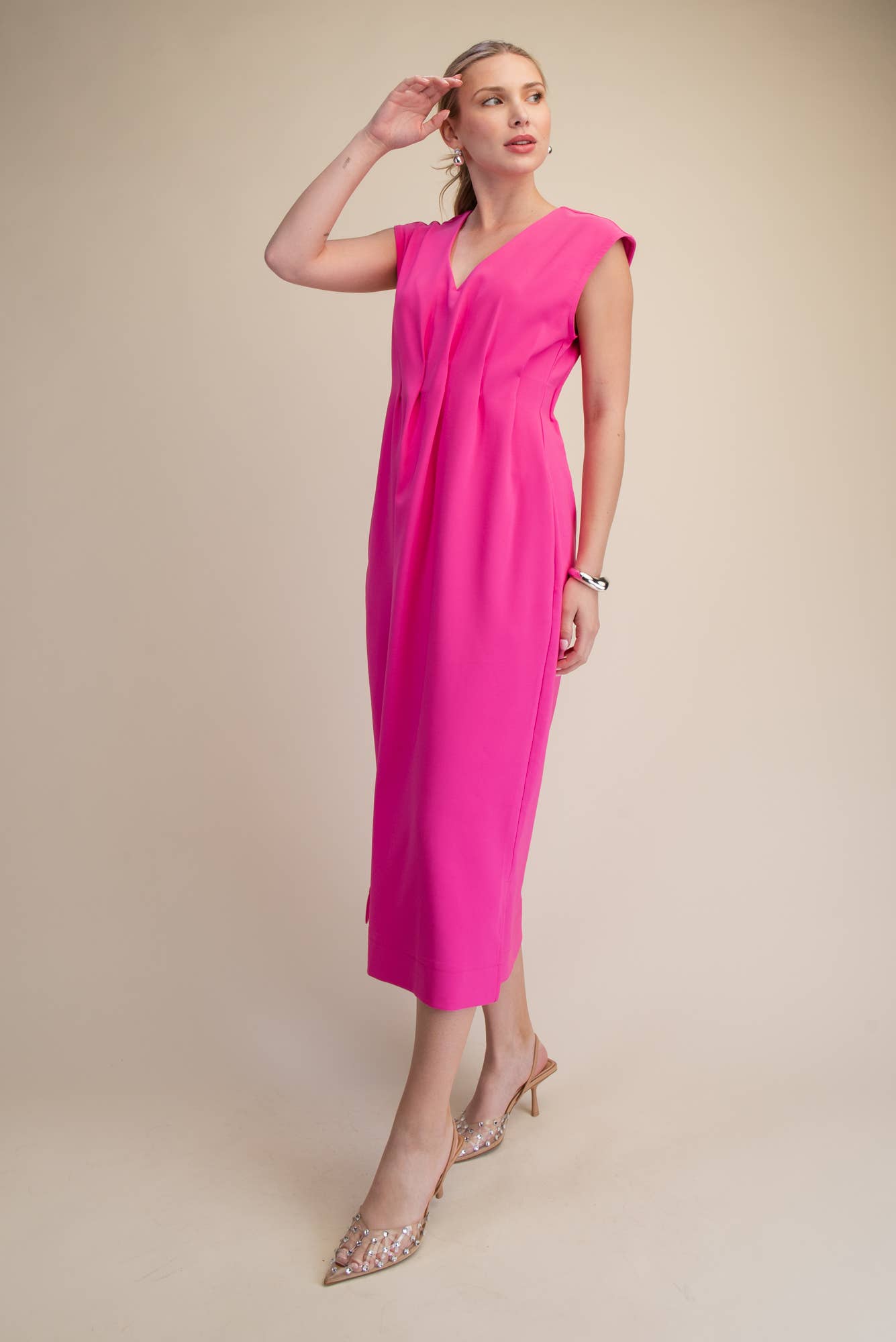 The Paris Edition Midi Dress-Hot Pink