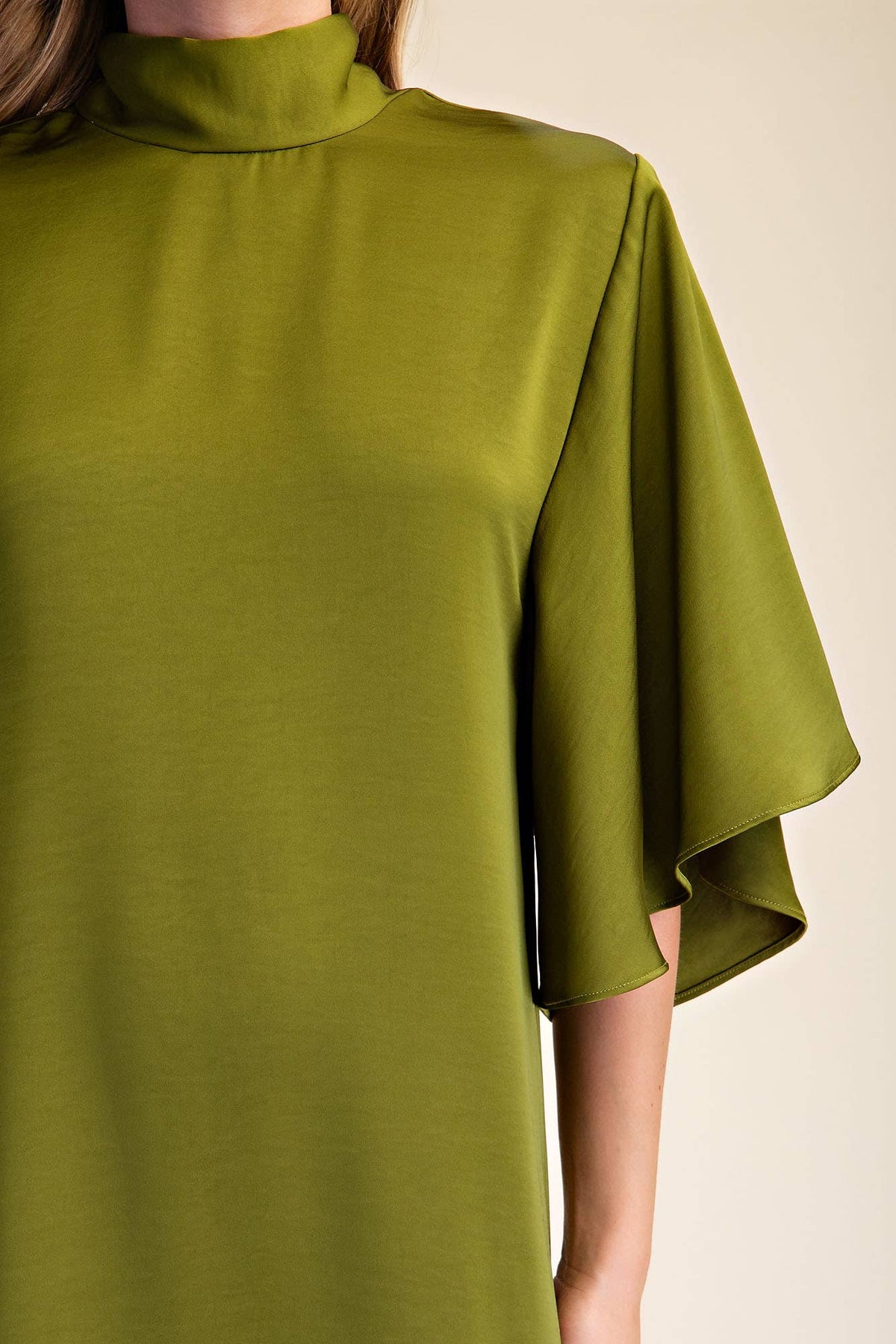 Candlelight Satin Midi Dress-Olive