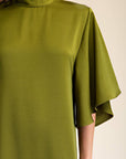 Candlelight Satin Midi Dress-Olive