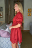 Petals And Pinot Eyelet Mini Dress-Brick