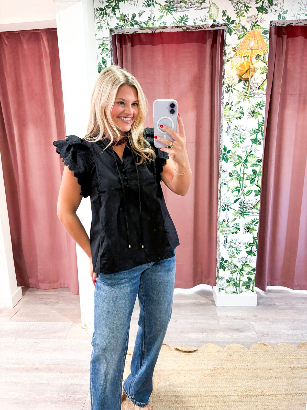 Marcella Ruffle Top-Black