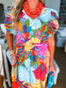 Sunset Palms Floral Midi Dress