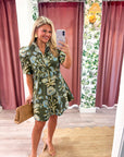 Bellemont Floral Mini Dress-Olive