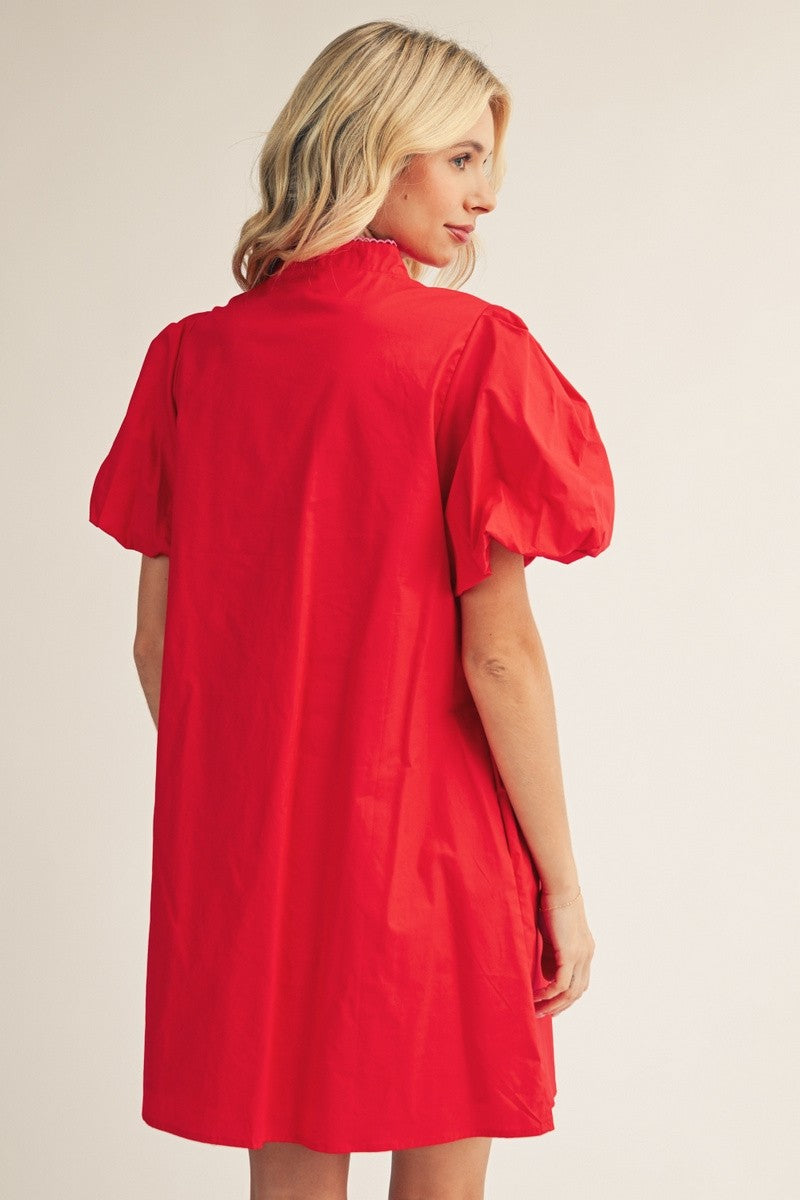 Floral Majesty Shift Mini Dress-Red