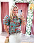 Bloom & Feather Trim Top