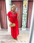 Tropical Dream Midi Dress-Tomato Red
