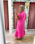 Simple Joy Midi Dress-Hot Pink