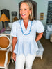 Pure Perfection Puff Sleeve Top-Light Blue