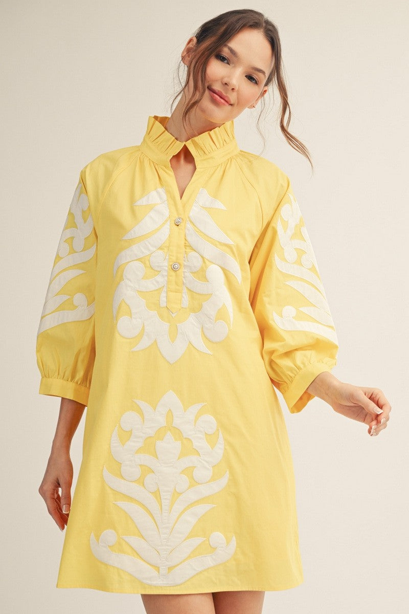 Isla Floral Baroque Dress-Yellow