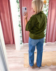 Old Mill Mock Neck Top-Olive