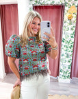 Bloom & Feather Trim Top