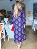 Midnight Sonata Botanical Midi Dress-Navy