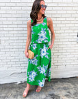 Soft Bloom Midi Skirt-Green