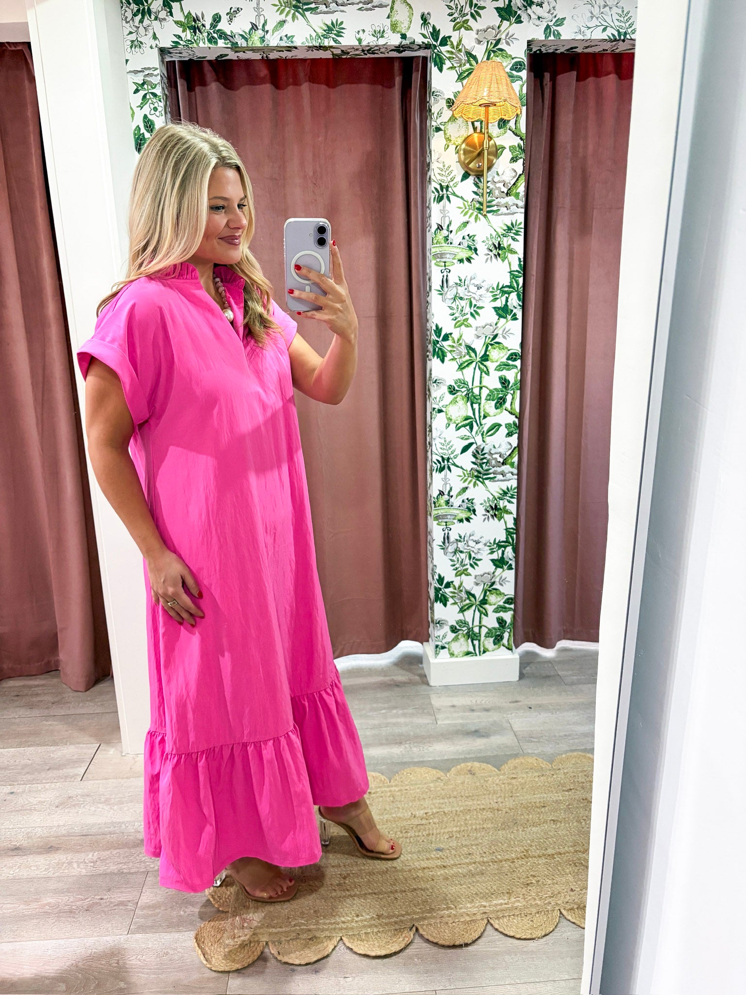 Simple Joy Midi Dress-Hot Pink