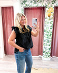 Marcella Ruffle Top-Black