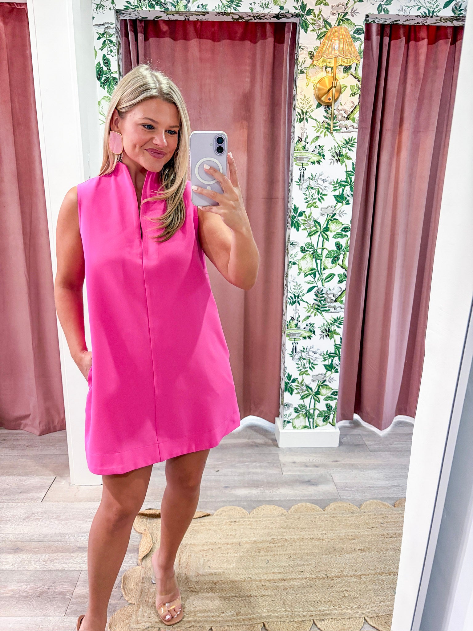 Yacht Luxe Mini Dress-Hot Pink