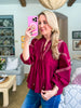 Marfa Bound Embroidered Top-Burgundy