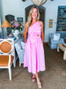 Flower Bow Midi Dress- Pink Lilac