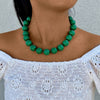 Boho Chunky Beaded Necklace-Green