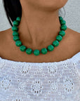 Boho Chunky Beaded Necklace-Green