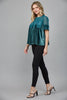 Soft Velvet Vibes Applique Top-Teal Green