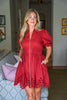 Petals And Pinot Eyelet Mini Dress-Brick