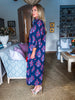 Midnight Sonata Botanical Midi Dress-Navy