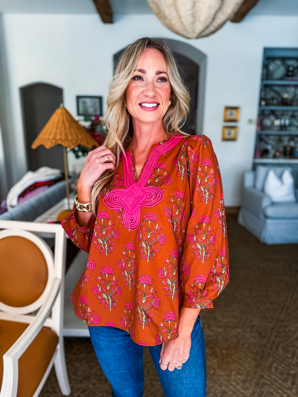 Midtown Florals Top-Brown