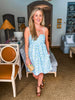 Botanical Brunch Mini Dress-Blue