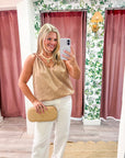 Breton Twisted Bubble Top-Tan/Blush