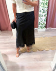 Lace Allure Midi Skirt-Black