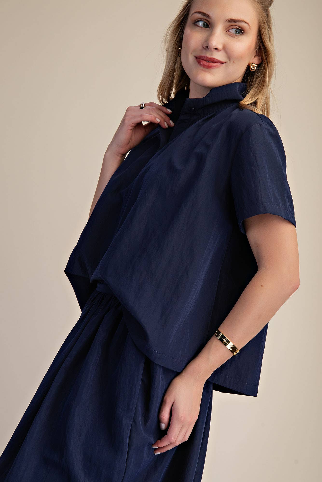 Better Basic Collared Top-Navy
