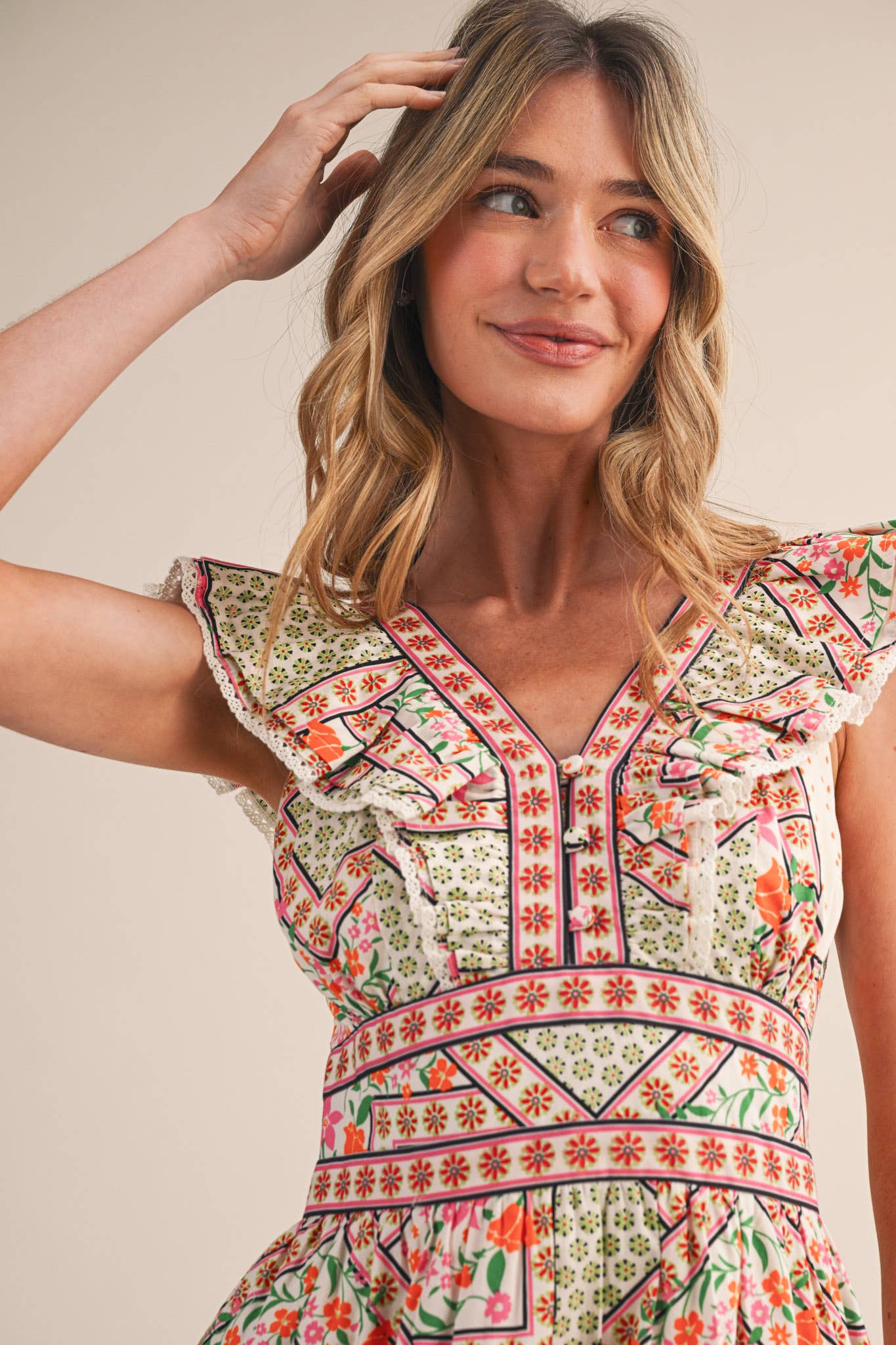 Sweet Spell Floral Midi Dress-Ivory