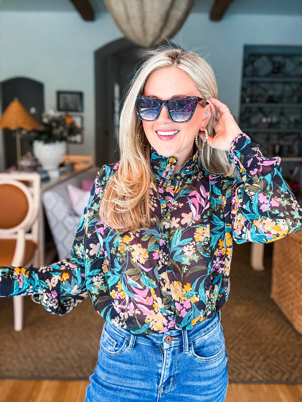 Midnight Garden Floral Top