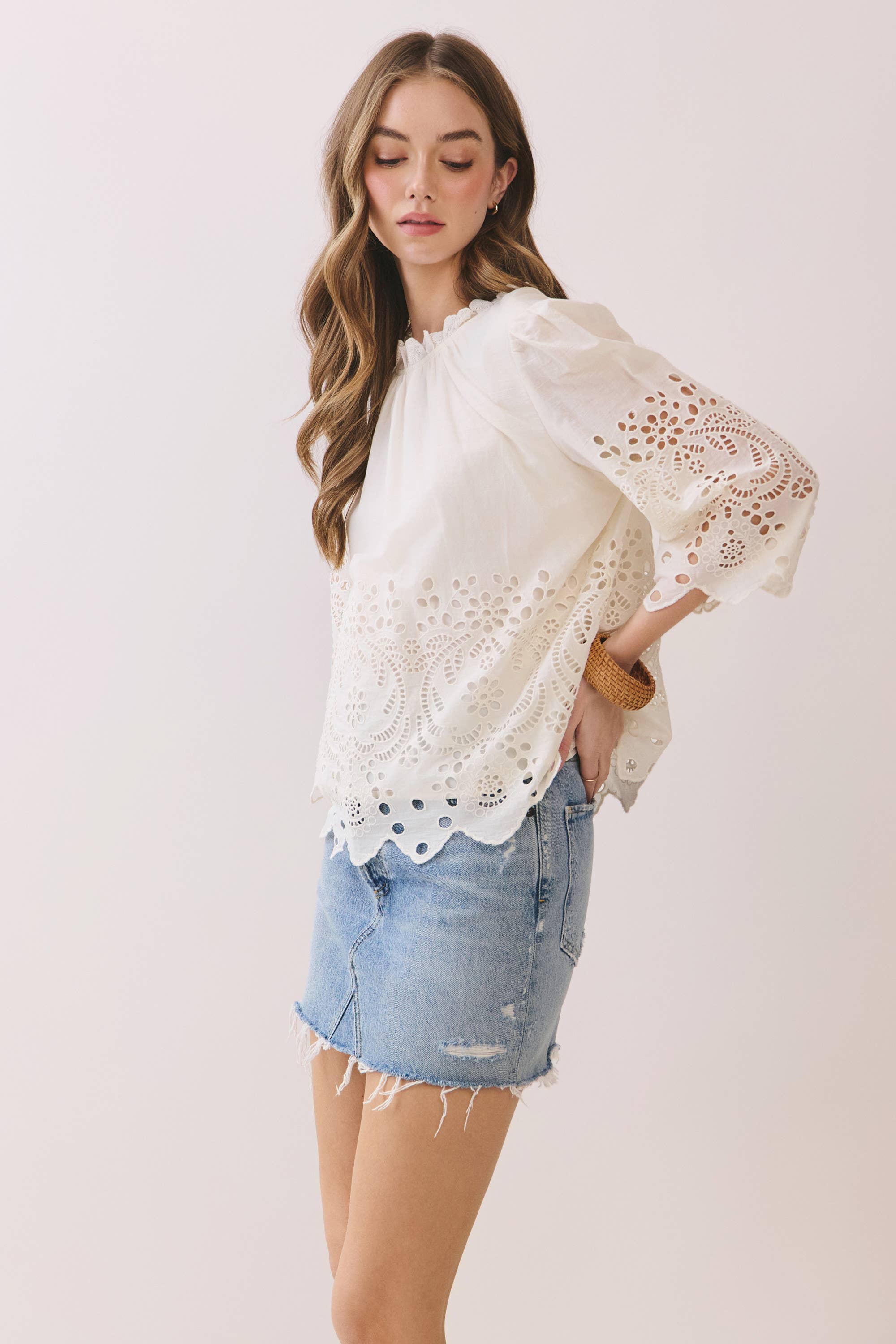 Baby's Breath Floral Eyelet Top