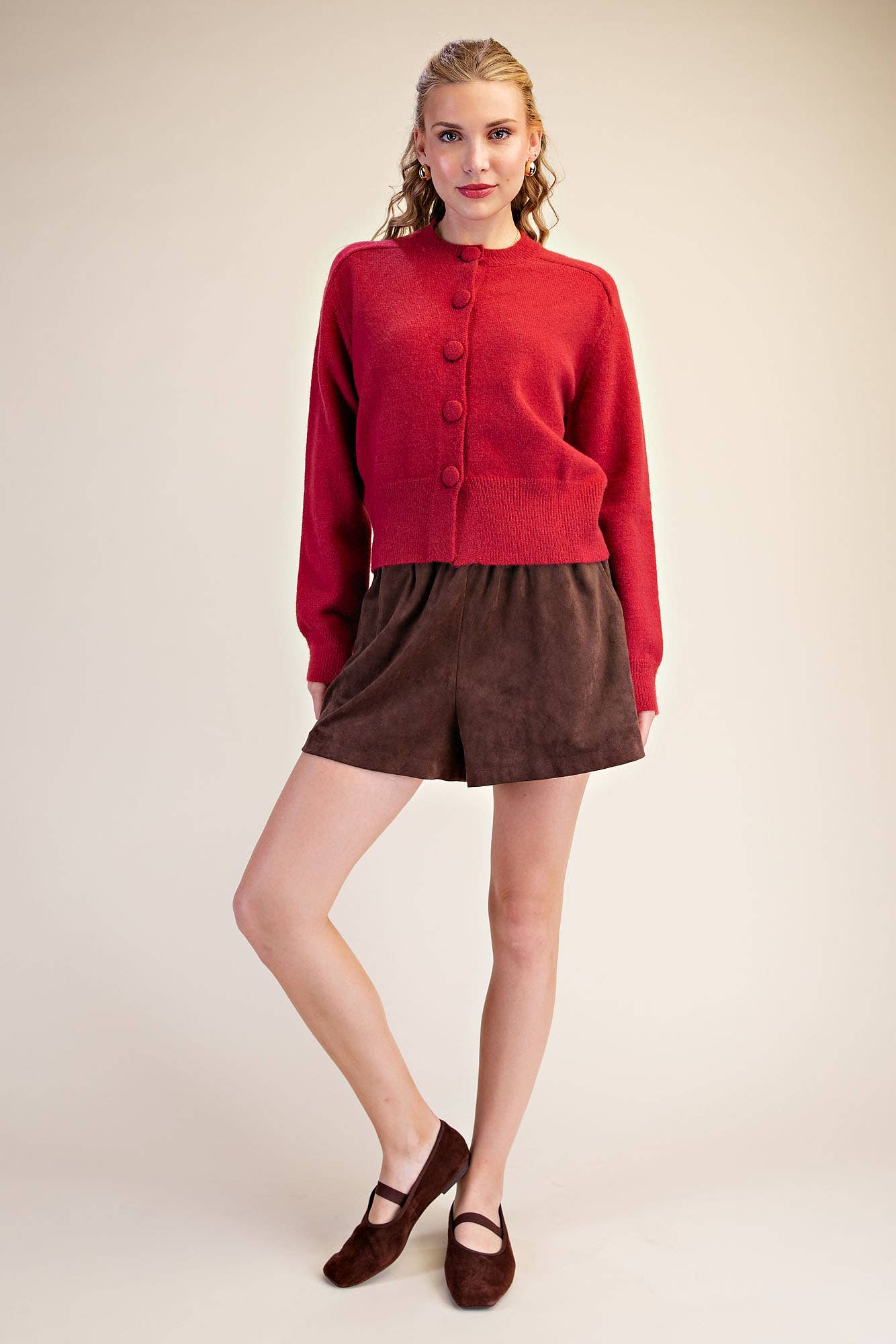 Fireside Cottage Cardigan-Cherry