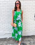 Soft Bloom Midi Skirt-Green