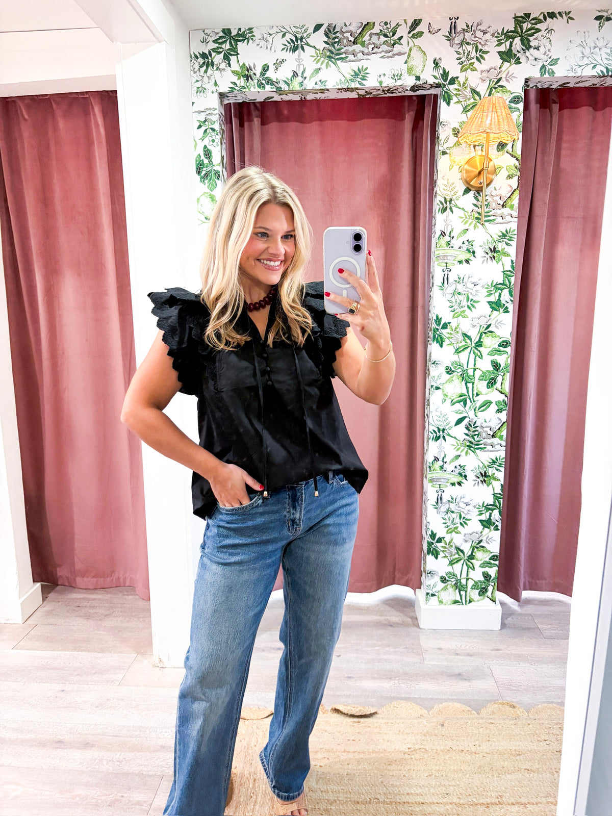 Marcella Ruffle Top-Black