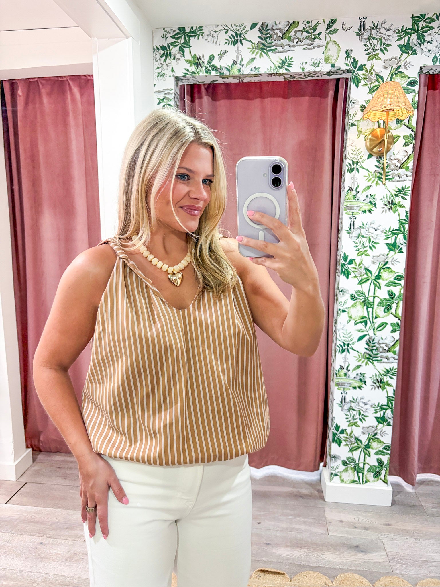 Breton Twisted Bubble Top-Tan/Blush