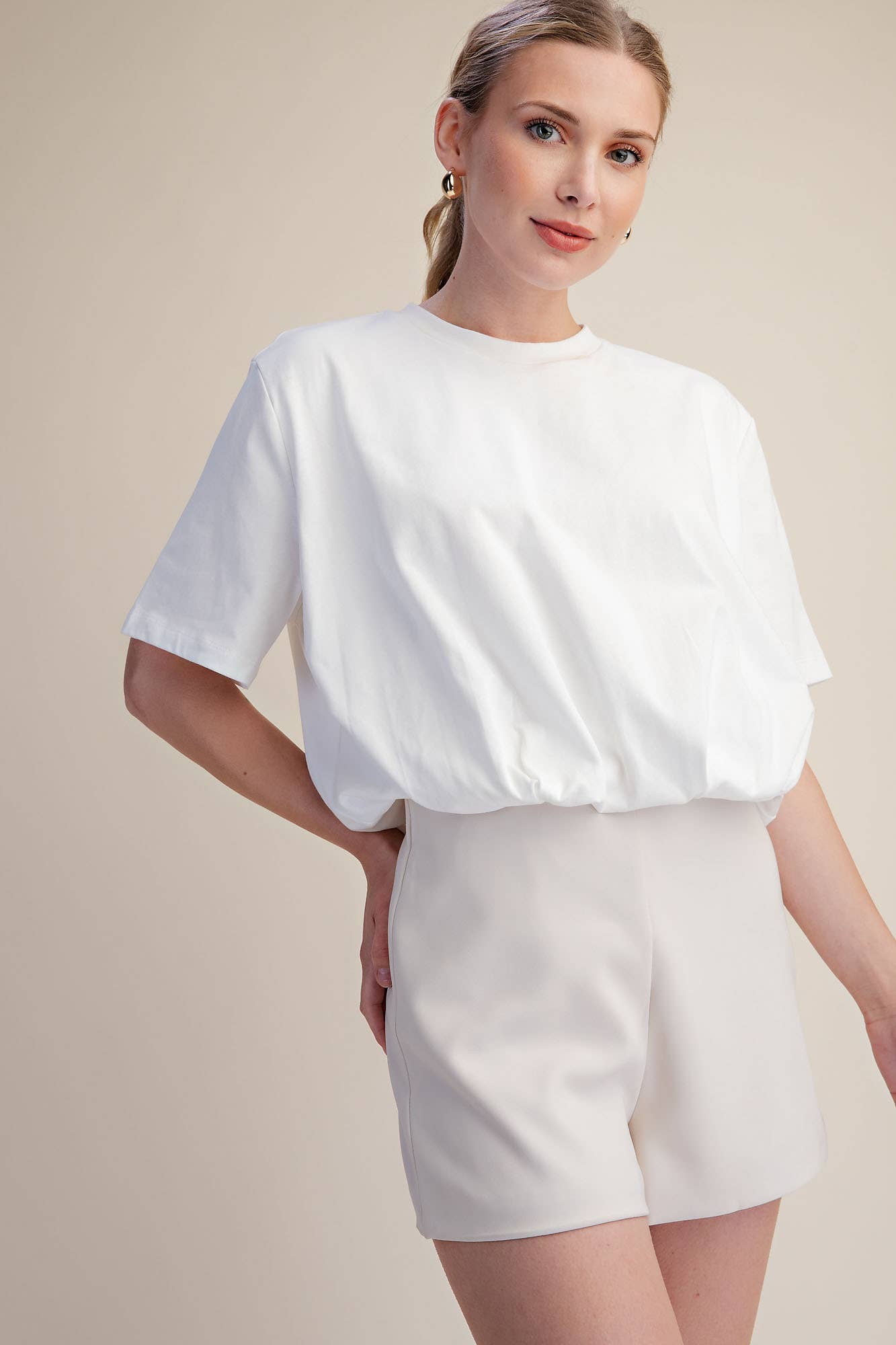 Genevieve Bubble Top-White