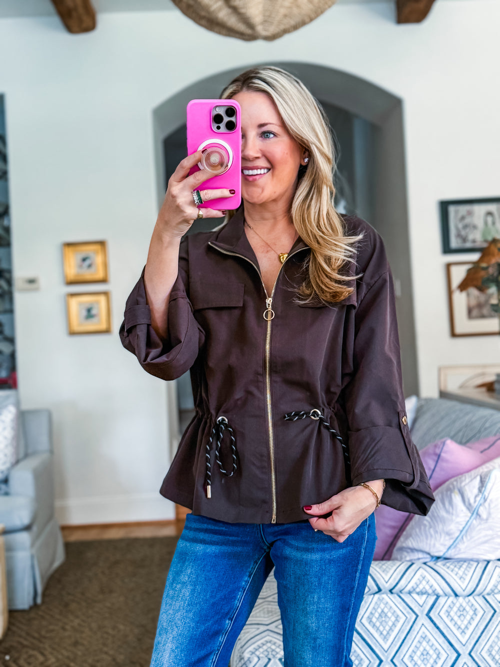 High Collar Safari Style Jacket