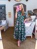 Season of Style Floral Midi Dress-Pine