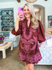 Harvest Charm Embroidered Mini Dress-Chocolate