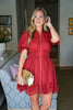 Petals And Pinot Eyelet Mini Dress-Brick
